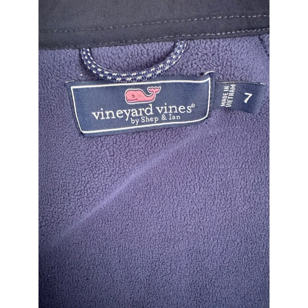 Vineyard Vines Boys Blue Sweater Fleece‎ Full Zip Vest Outdoor Pockets Size 7